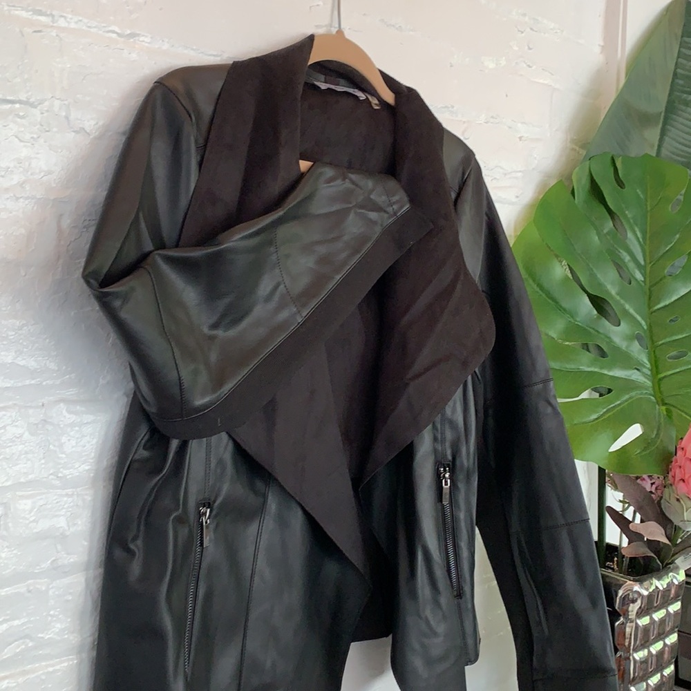Faux Leather Waterfall Jacket